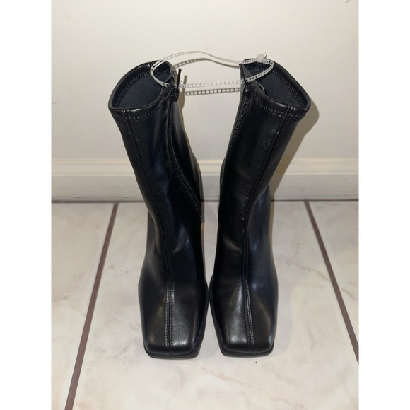 Gianni Bini Square Toe Zipper Ankle Boots Block Mid Heel Size 5.5M - Picture 7 of 11